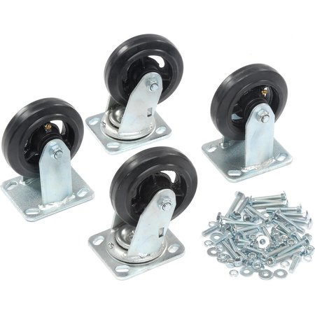 GLOBAL INDUSTRIAL Mold-On Rubber Caster Kit 2 Swivel, 2 Rigid, 5 x 1-1/2 232CP3